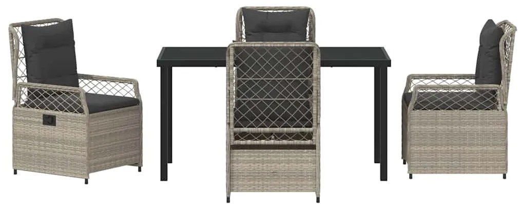 Conjunto de Jantar de Jardim com 5 peças em Polyrattan Cinza Claro