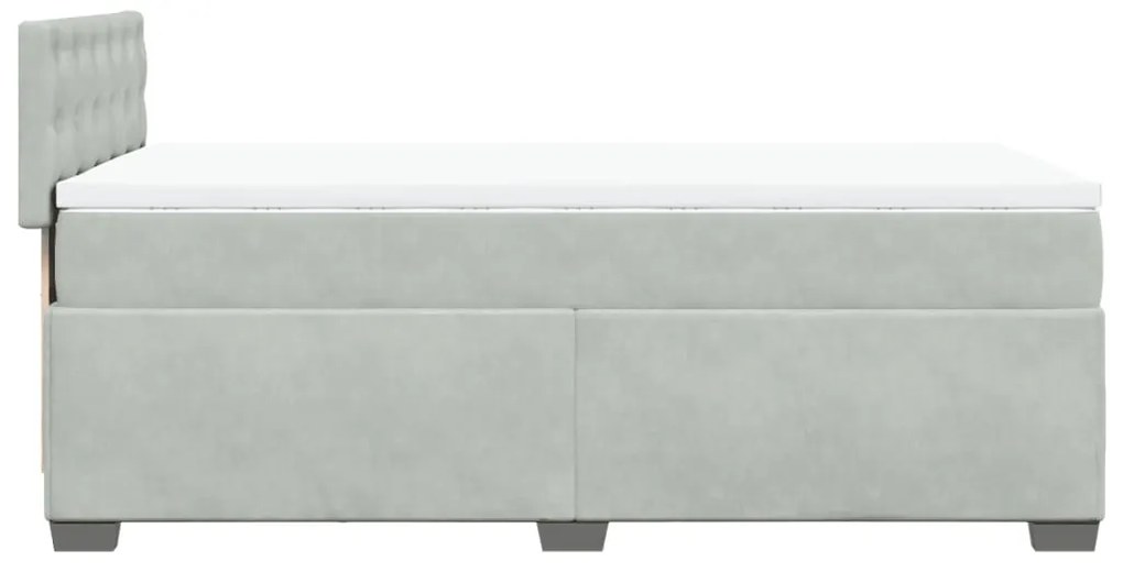 Cama com molas/colchão 80x200 cm veludo cinza-claro