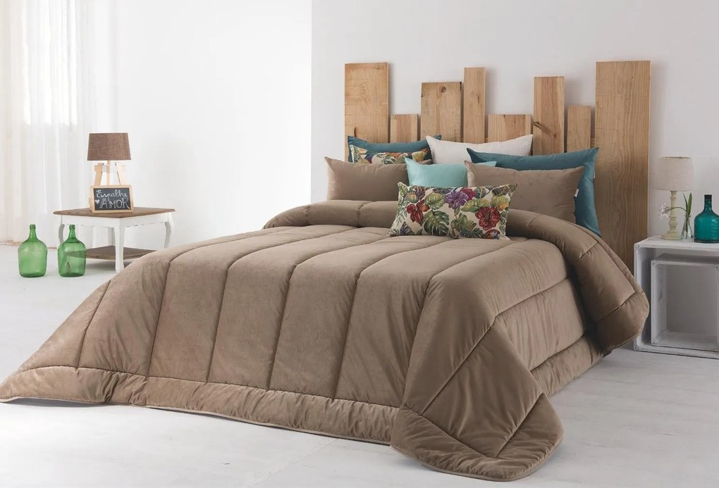 COLCHA EDREDOM - COLCHA VELOUR C/ ALMOFADAS DECORATIVAS 45x60 CM: Cinzento 1 Almofada cheia 45x60 cm a jogo