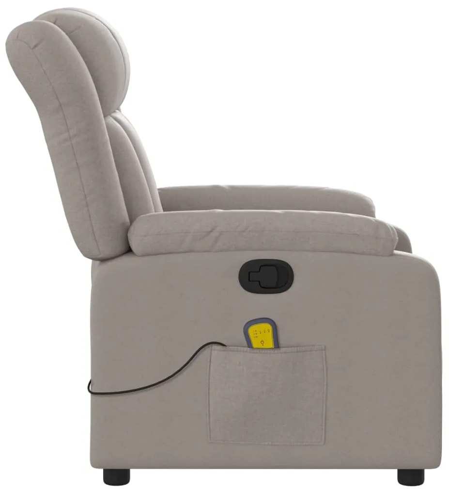 Poltrona de massagens reclinável tecido cinzento-acastanhado