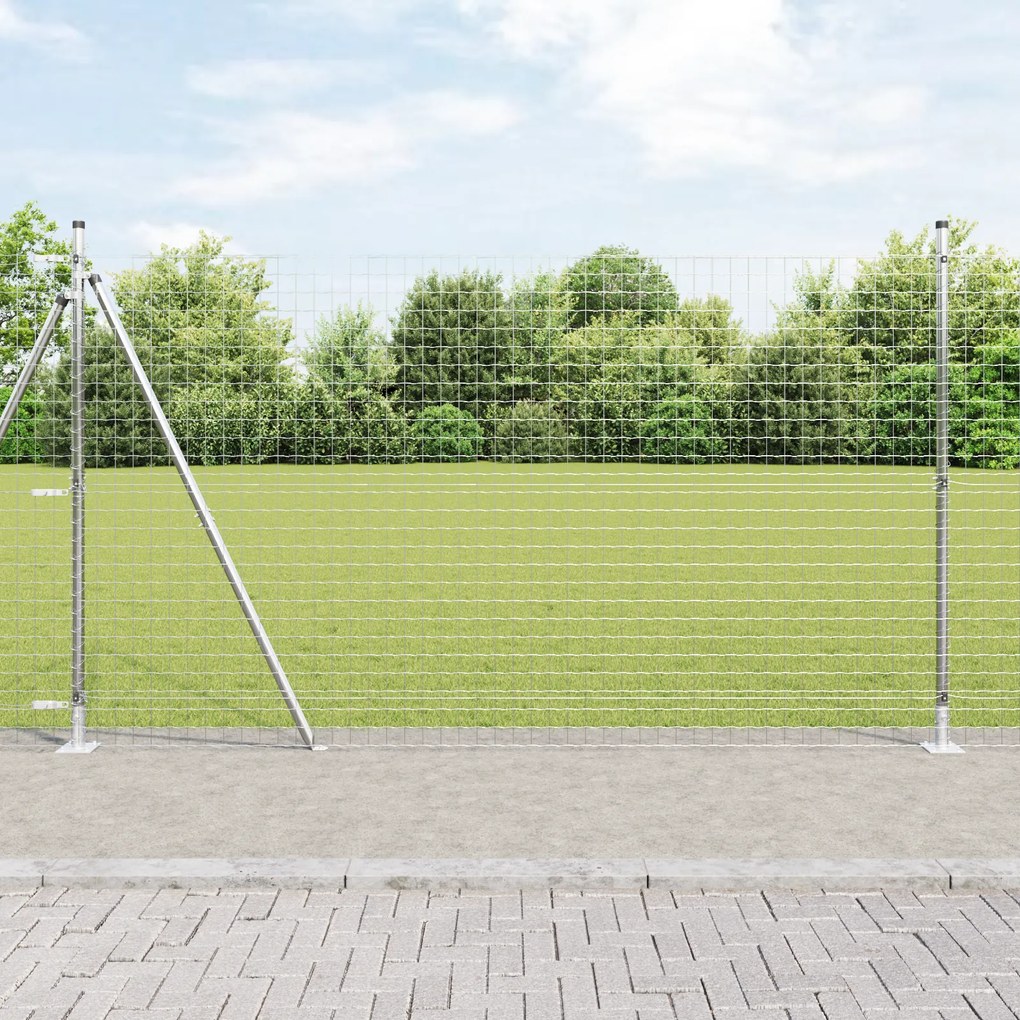 vidaXL Postes de Cercas com Bases 52 pcs Ø32mm 88,5cm Aço Galvanizado