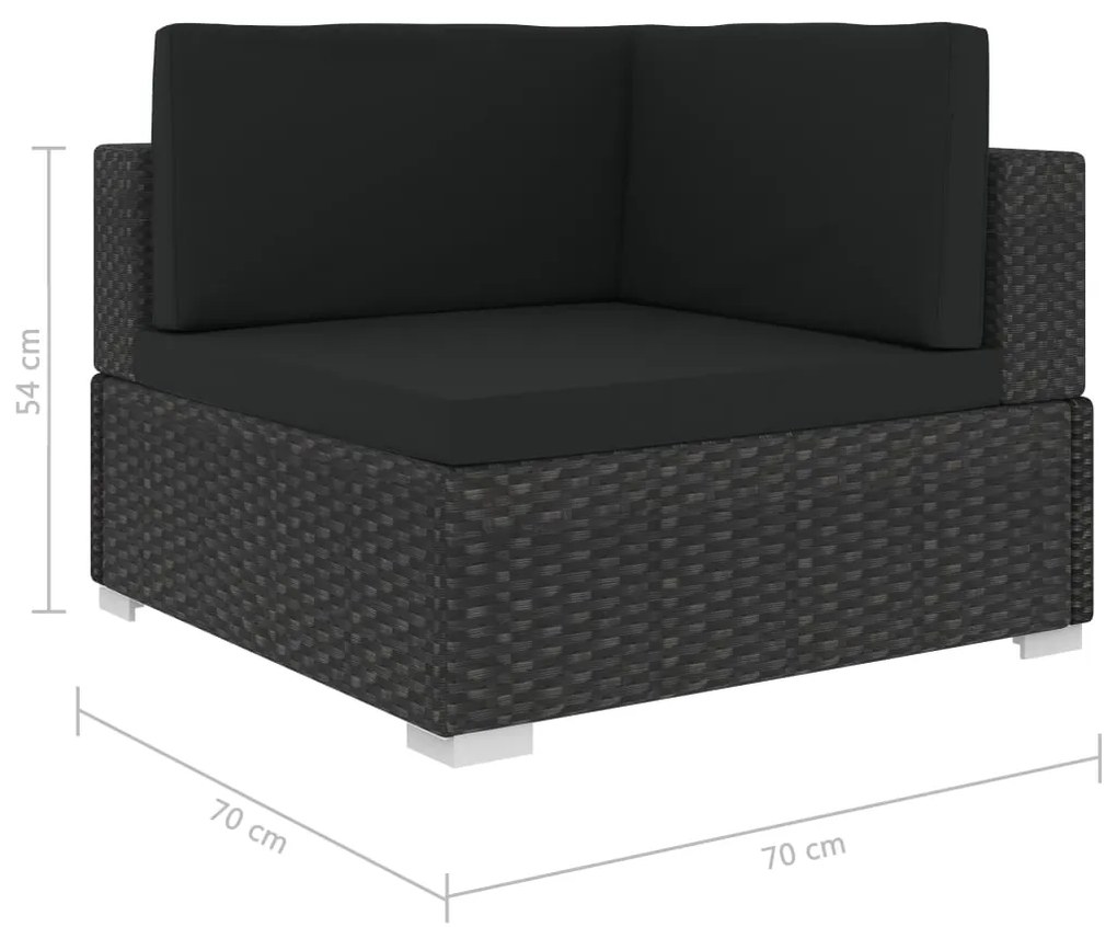 8 pcs conjunto lounge de jardim c/ almofadões vime PE preto