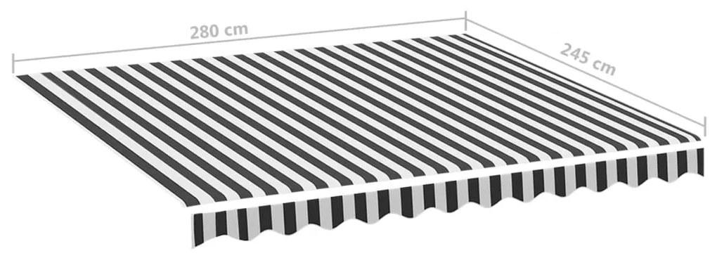 Tecido de substituição para toldo 3x2,5 m antracite e branco