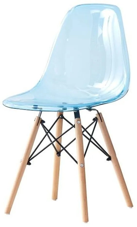 Cadeira de Sala de Jantar Dkd Home Decor Natural Azul Pvc Bétula (50 X 46 X 83,5 cm)