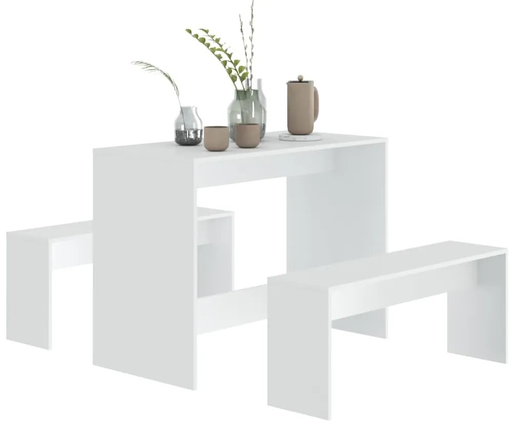 3 pcs conjunto de jantar derivados de madeira branco