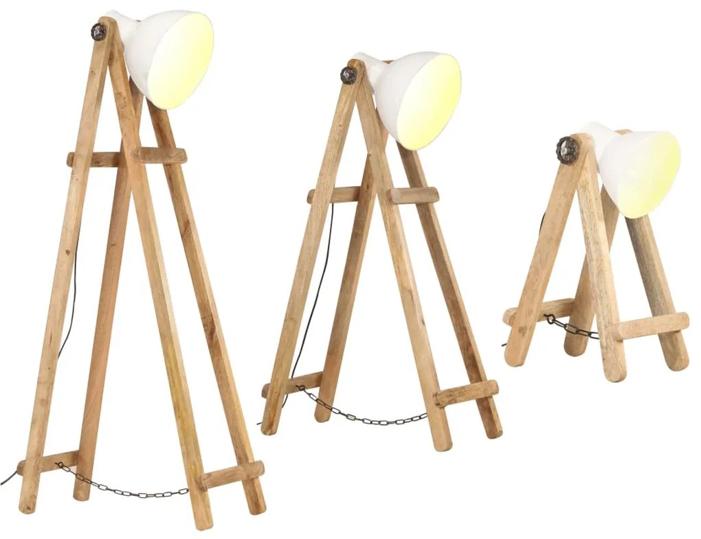 Candeeiros de chão 3 pcs E27 mangueira maciça branco