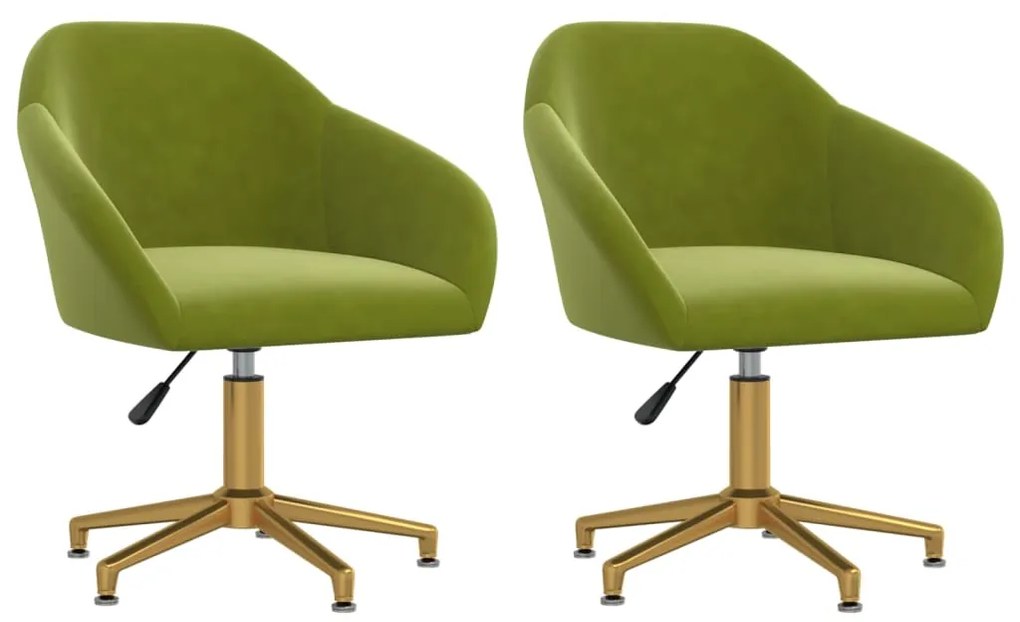 vidaXL Cadeiras de jantar giratórias 2 pcs veludo verde-claro