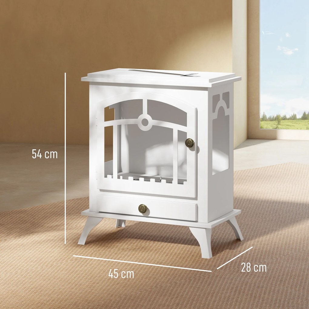 Lareira de Bioetanol com Depósito de 1,2 L e Extinguidor de Aço Inoxidável Tempo de Combustão 3H 45x28x54 cm Branco