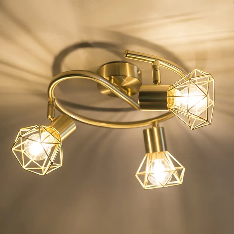 Projetores Art Déco ajustáveis e inclináveis em latão 3 luzes - Mosh Moderno