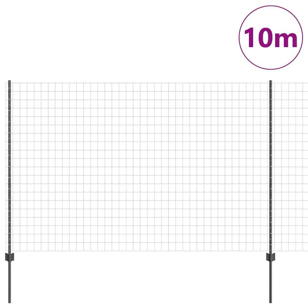 Cerca Euro com 10 Postes Cinza 1,6x10 m Aço