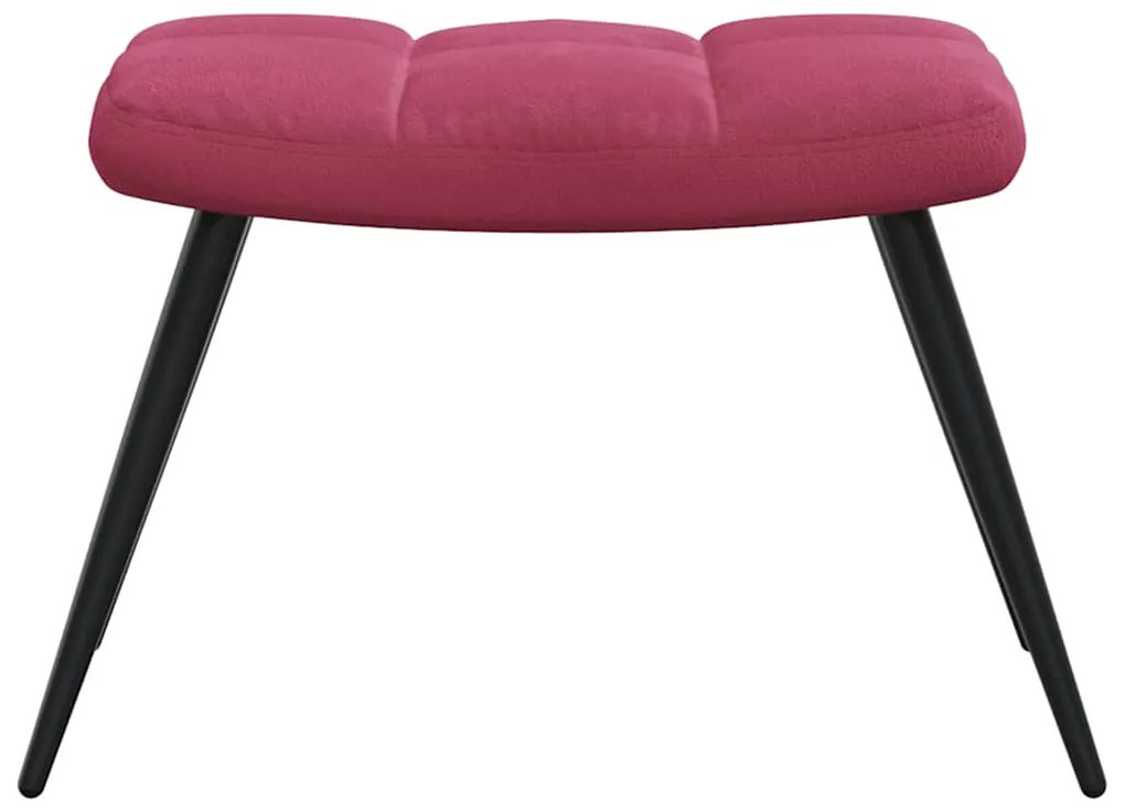 Cadeira de descanso com banco veludo vermelho tinto