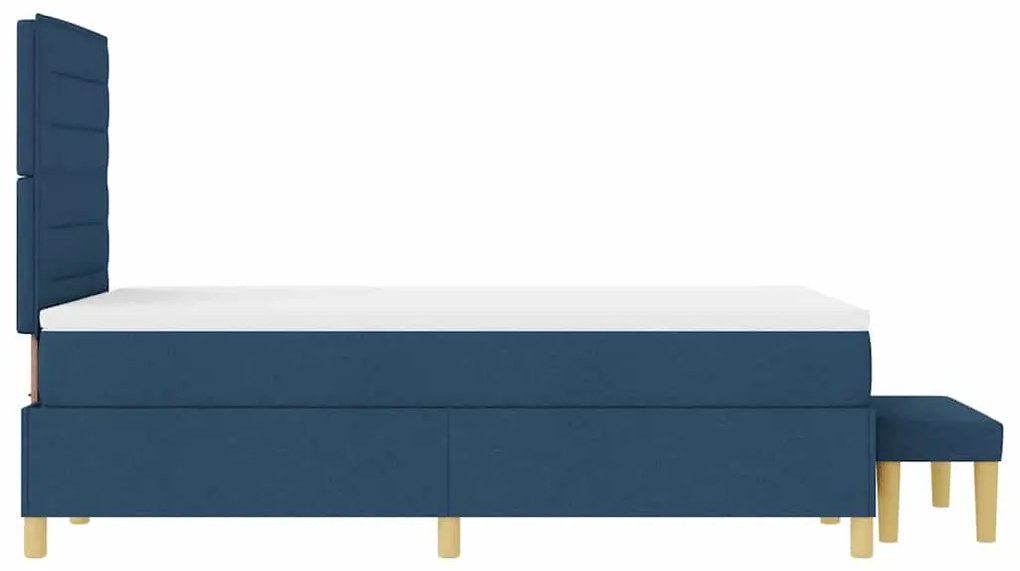 Cama Box Spring com Colchão &amp; Banco Azul 120x200 cm Tecido