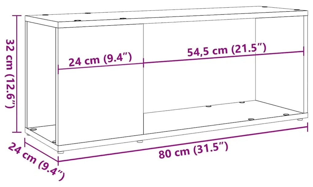 Móvel de TV 80x24x32cm derivados de madeira cor madeira velha