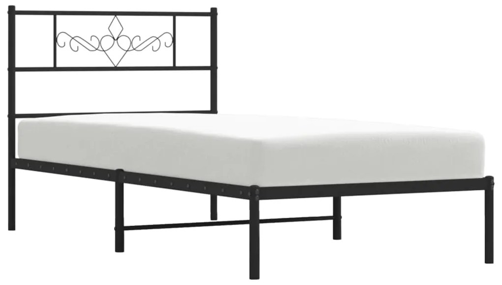 Estrutura de cama com cabeceira 90x200 cm metal preto