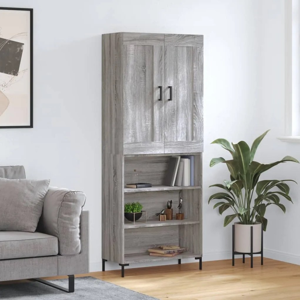 vidaXL Armário alto 69,5x34x180 cm derivados de madeira sonoma cinza