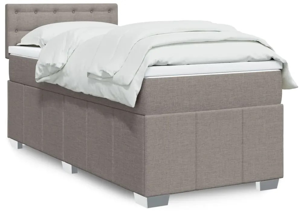 Cama com molas/colchão 90x200 cm tecido castanho-acinzentado
