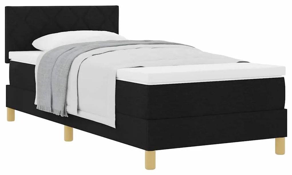 Cama Box com Colchão Preto 90x190 cm Tecido