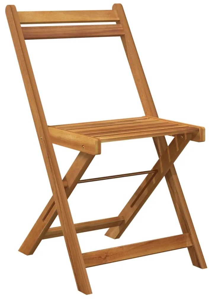 3 pcs conjunto de bistrô dobrável madeira de acácia maciça