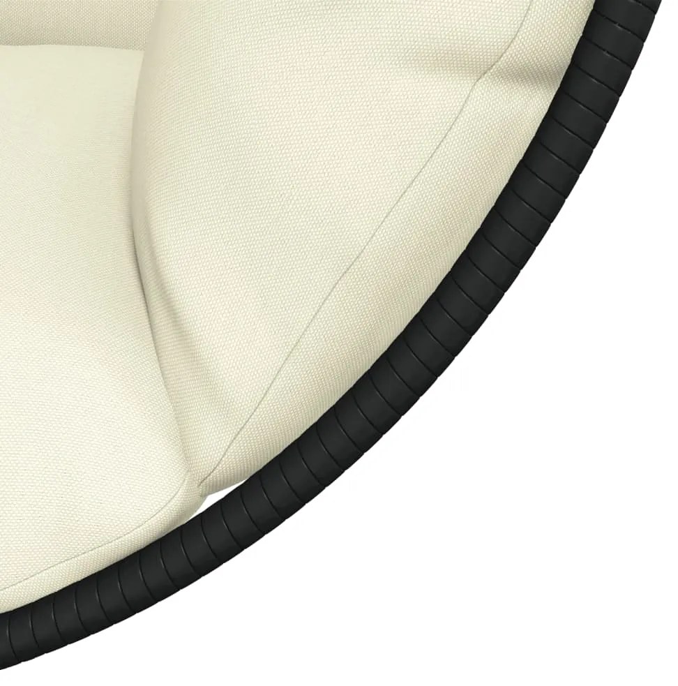Cadeira em forma de ovo suspensa com suporte vime/aço bege