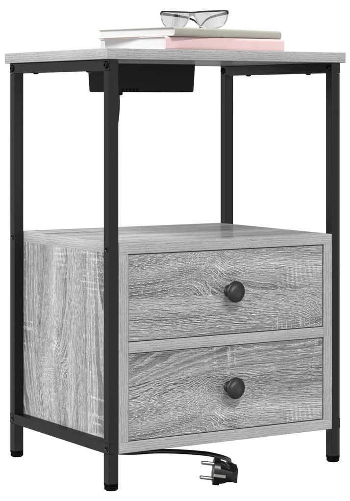 Armário Lateral com Estação de Carregamento com gaveta 2 pcs