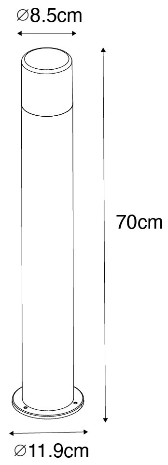 Candeeiro de pé para exterior preto com cúpula fumada 70 cm - Odense