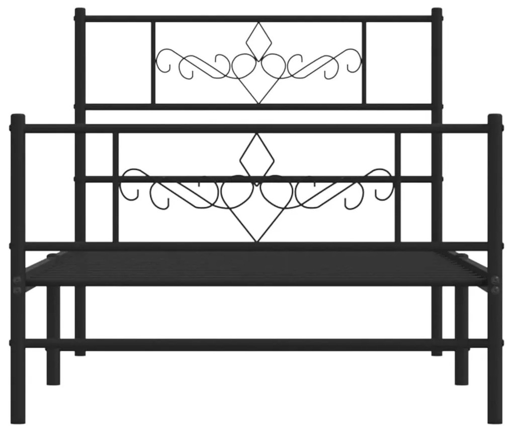 Estrutura de cama com cabeceira e pés 100x190 cm metal preto