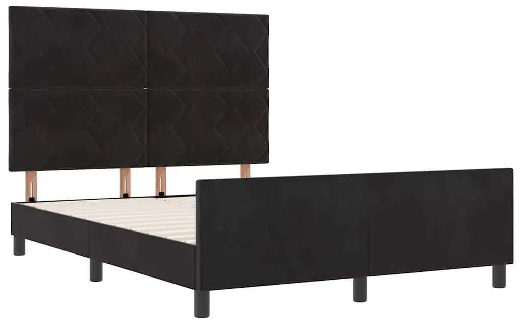 Estrutura de Cama de Veludo Preto vidaXL 160x200 cm