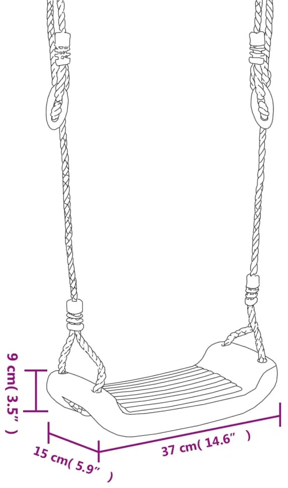 Assento de baloiço c/ escada de corda 37x15 cm PE azul
