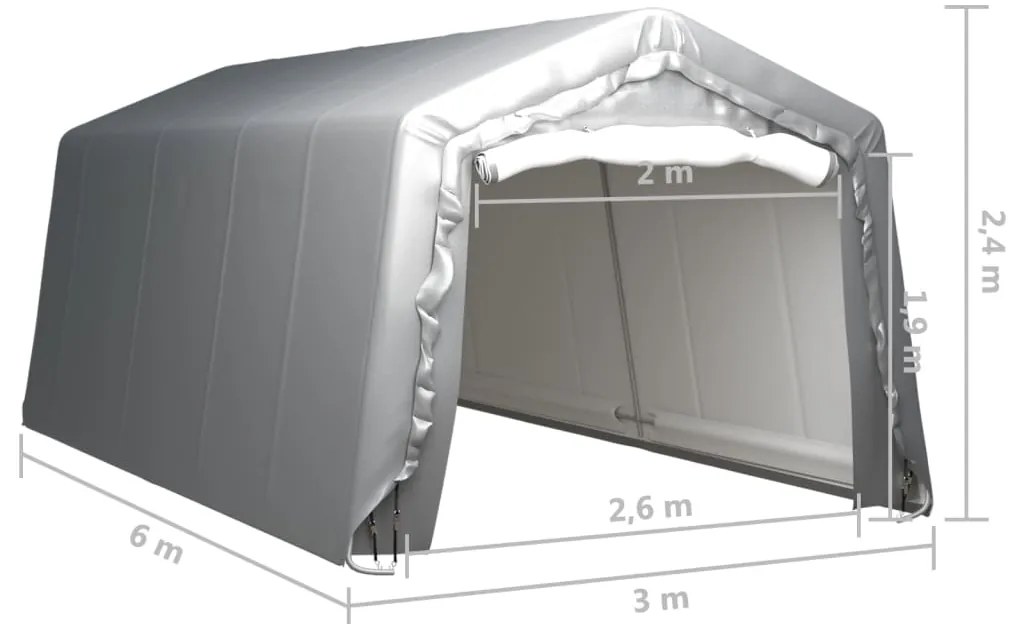 Tenda de armazenamento 300x600 cm aço cinzento