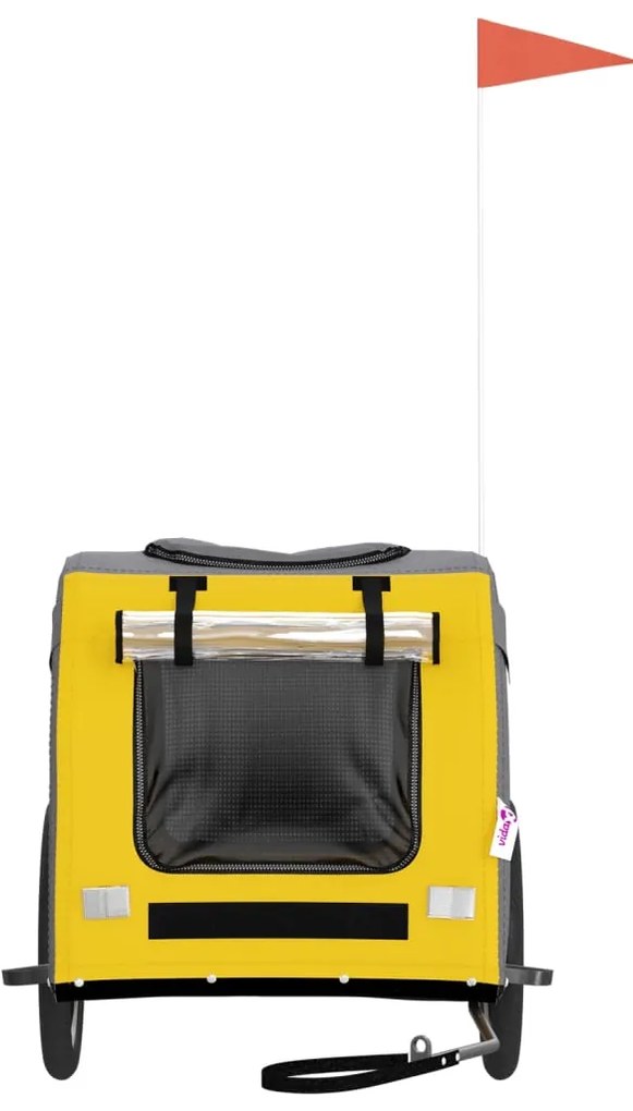 Reboque bicicleta p/ animais tecido oxford/ferro amarelo/cinza
