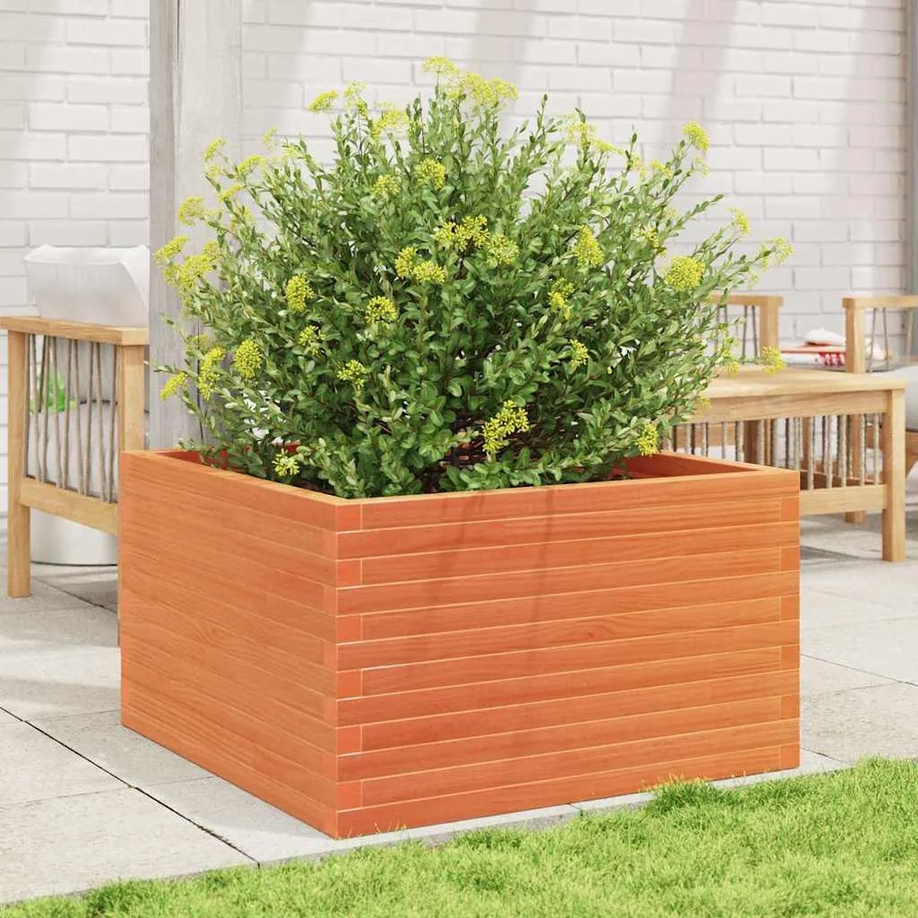 Vaso/floreira de jardim 80x80x46 cm pinho maciço castanho-mel