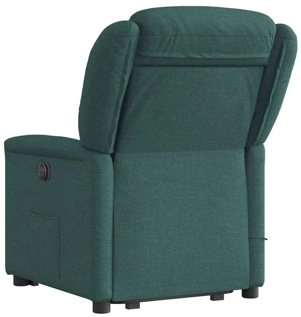 Poltrona reclinável elevatória de massagens tecido verde-escuro