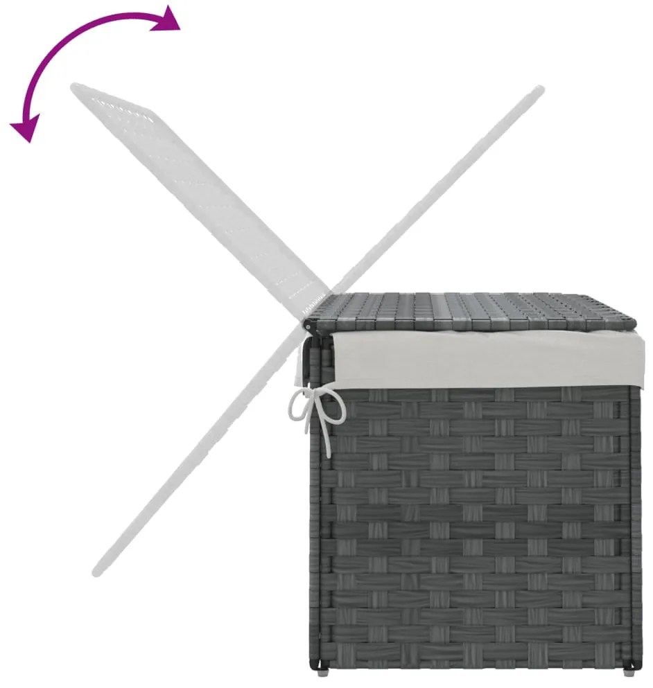 Cesto para roupa suja com tampa 55,5x35x34 cm vime PE cinzento