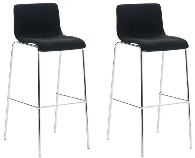 Conjunto de 2 bancos de bar Hoover em tecido e com estrutura cromada 43 x 100 x 48 cm Preto
