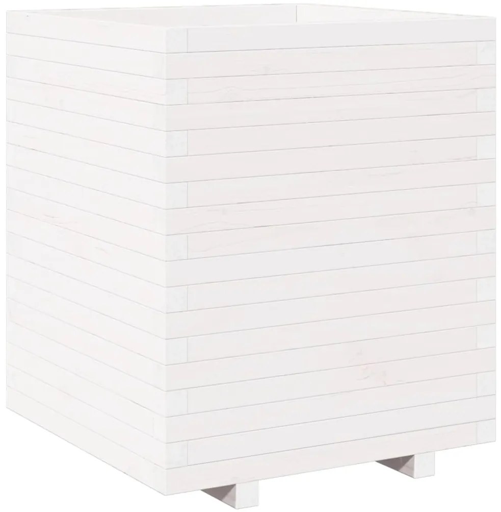Vaso/floreira de jardim 60x60x72,5 cm pinho maciço branco