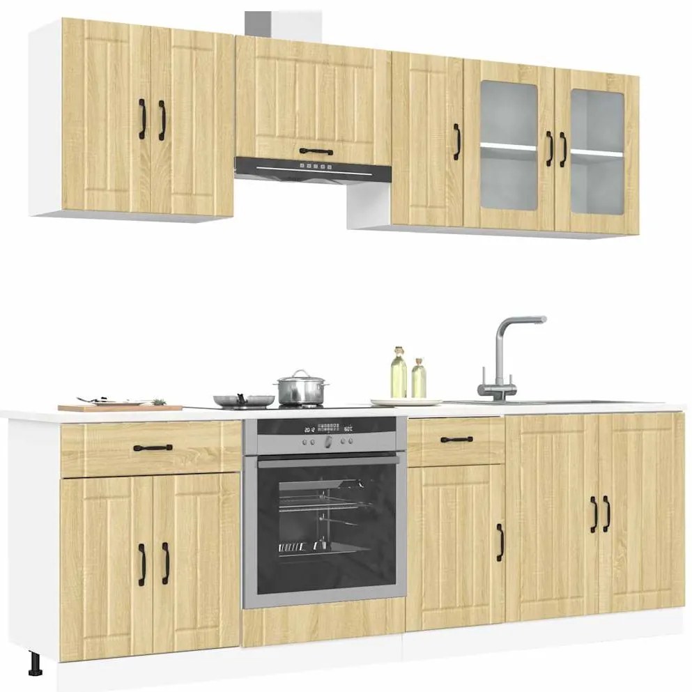 8 peças armário de cozinha conjunto Kalmar sonoma carvalho