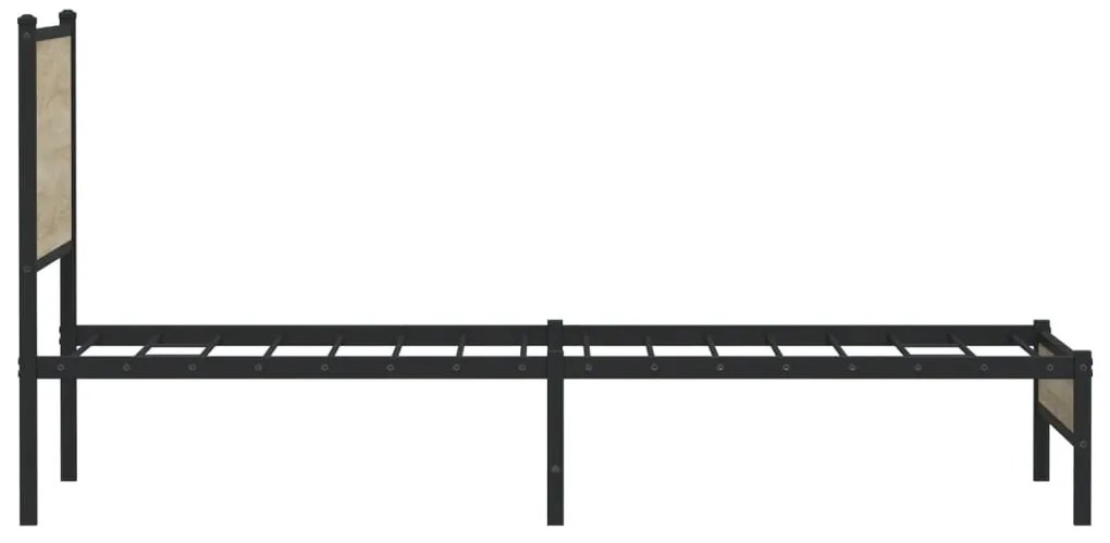 Estrutura de cama sem colchão 100x200 cm metal carvalho sonoma