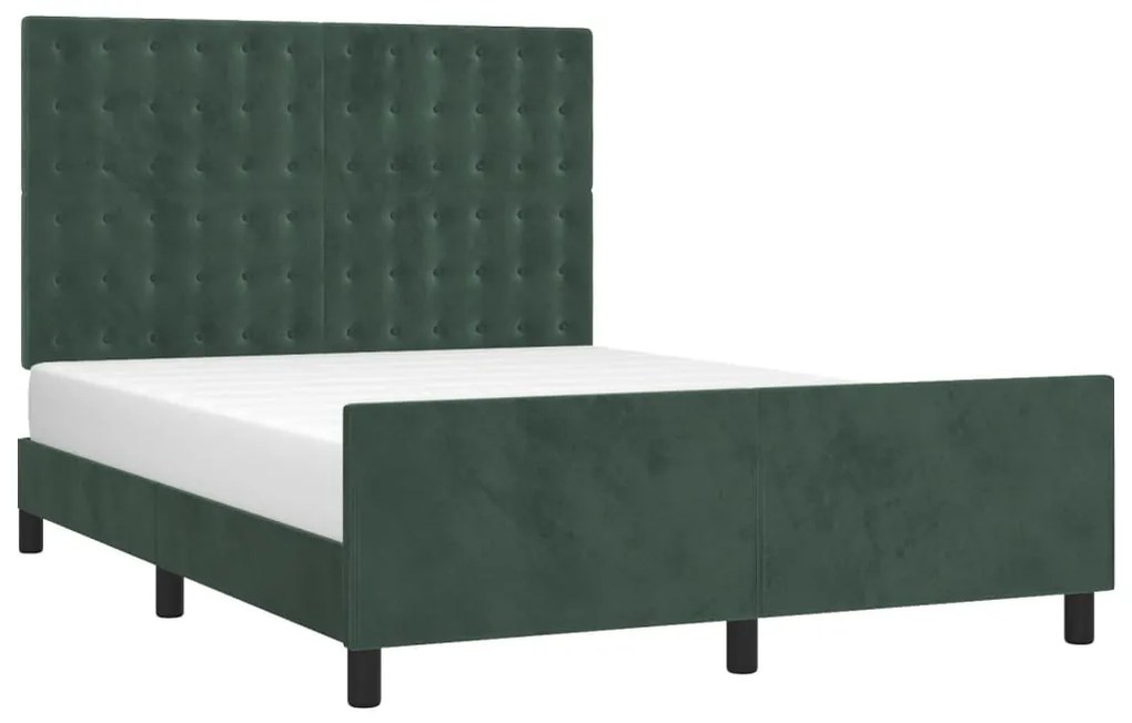 Estrutura de cama sem colchão 140x200 cm veludo verde-escuro