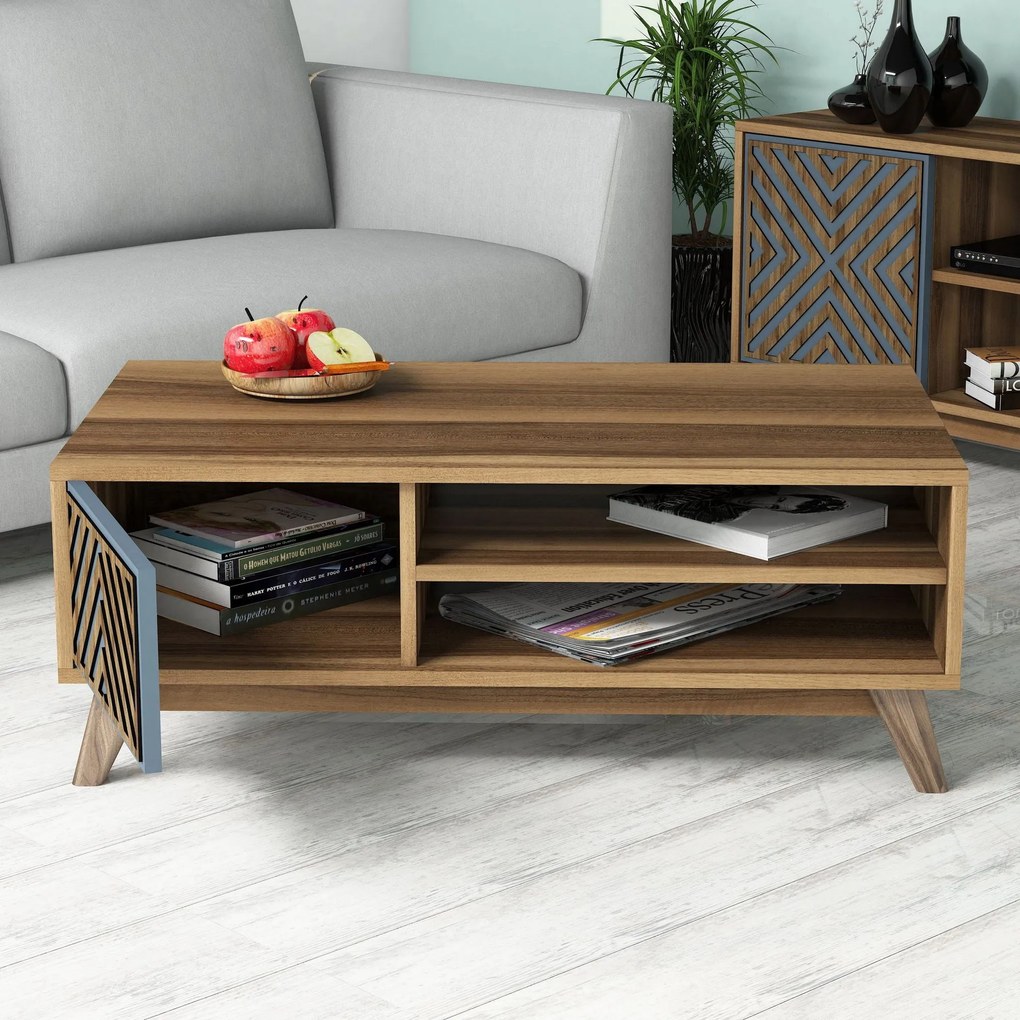 Conjunto de Mobiliário de Sala de Estar Inci – Nogueira Azul – TV: 160