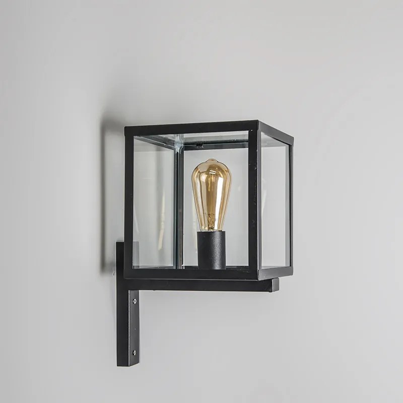 Luminária de parede exterior quadrada industrial preta IP23 - Rotterdam