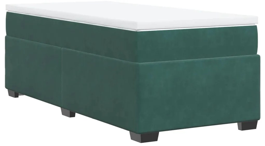 Cama com molas/colchão 90x190 cm veludo verde-escuro