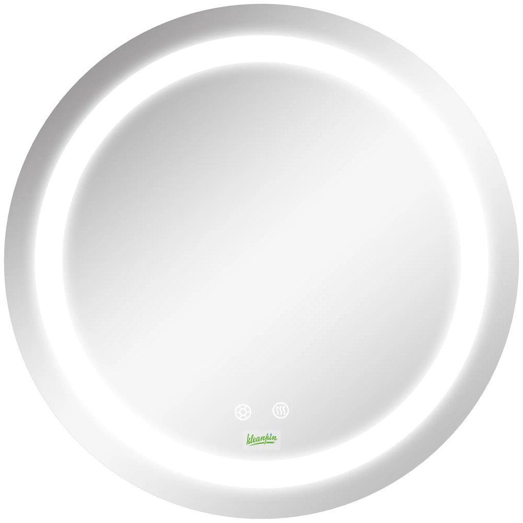 kleankin Espelho Casa de Banho Redondo com Luz LED com 3 Luzes Ajustáveis Função de Memória e Anti-Embaciamento Ø50x4,6cm Prata