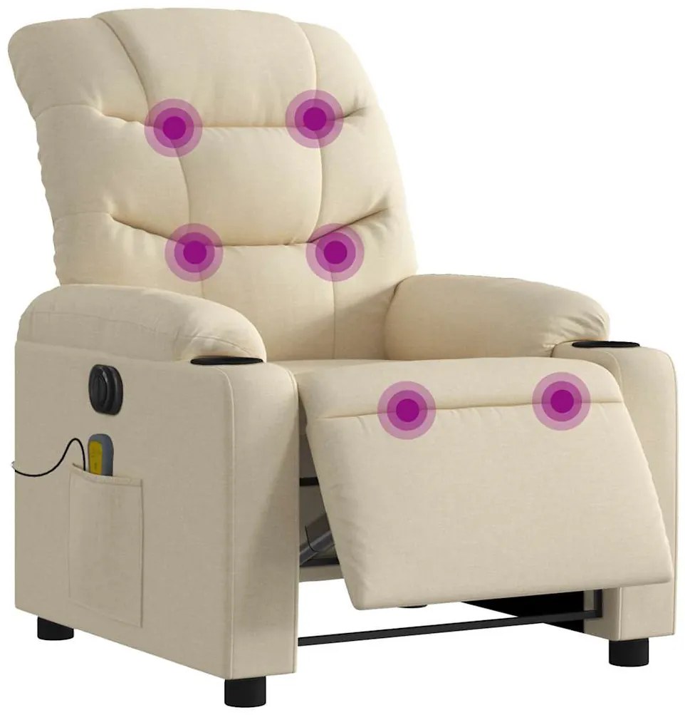 Poltrona de massagens reclinável elétrica tecido creme
