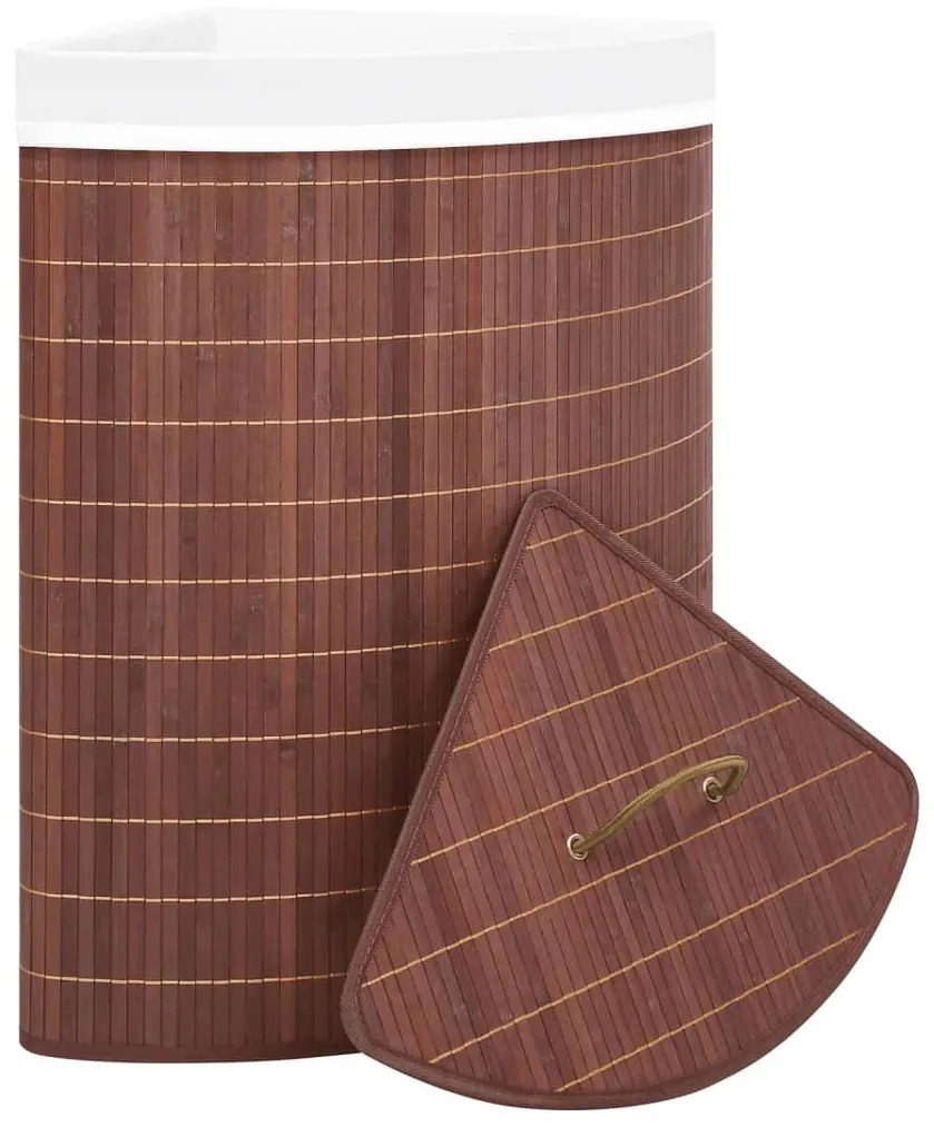 Cesto de canto para roupa suja 60 L bambu castanho