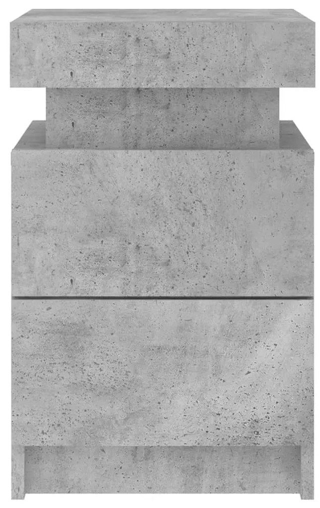 Mesas cabeceira c/ luzes LED 2 pcs 35x39x55 cm cinzento-cimento