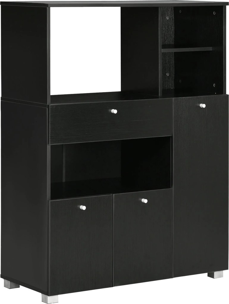 Aparador Auxiliar "Gourmet" de Cozinha - 90x40x120 cm - Preto - Design
