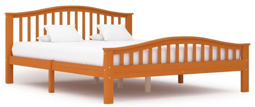Estrutura de cama 160x200 cm pinho maciço castanho mel