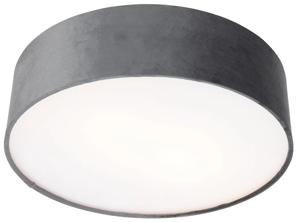 Candeeiro de teto moderno cinzento 40 cm com interior dourado - Drum Moderno