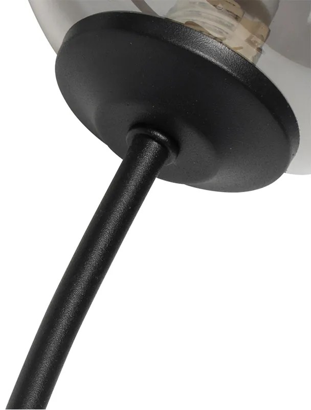 Candeeiro de parede moderno preto 2 luzes com vidro fumê - Atenas Rústico