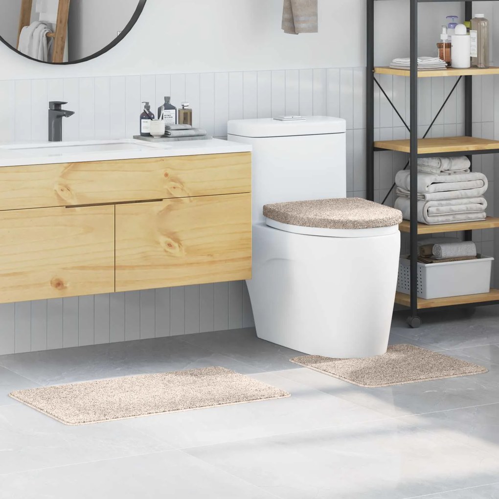 vidaXL Conjunto de Tapetes de Banho Antiderrapantes 3 pcs Creme PP